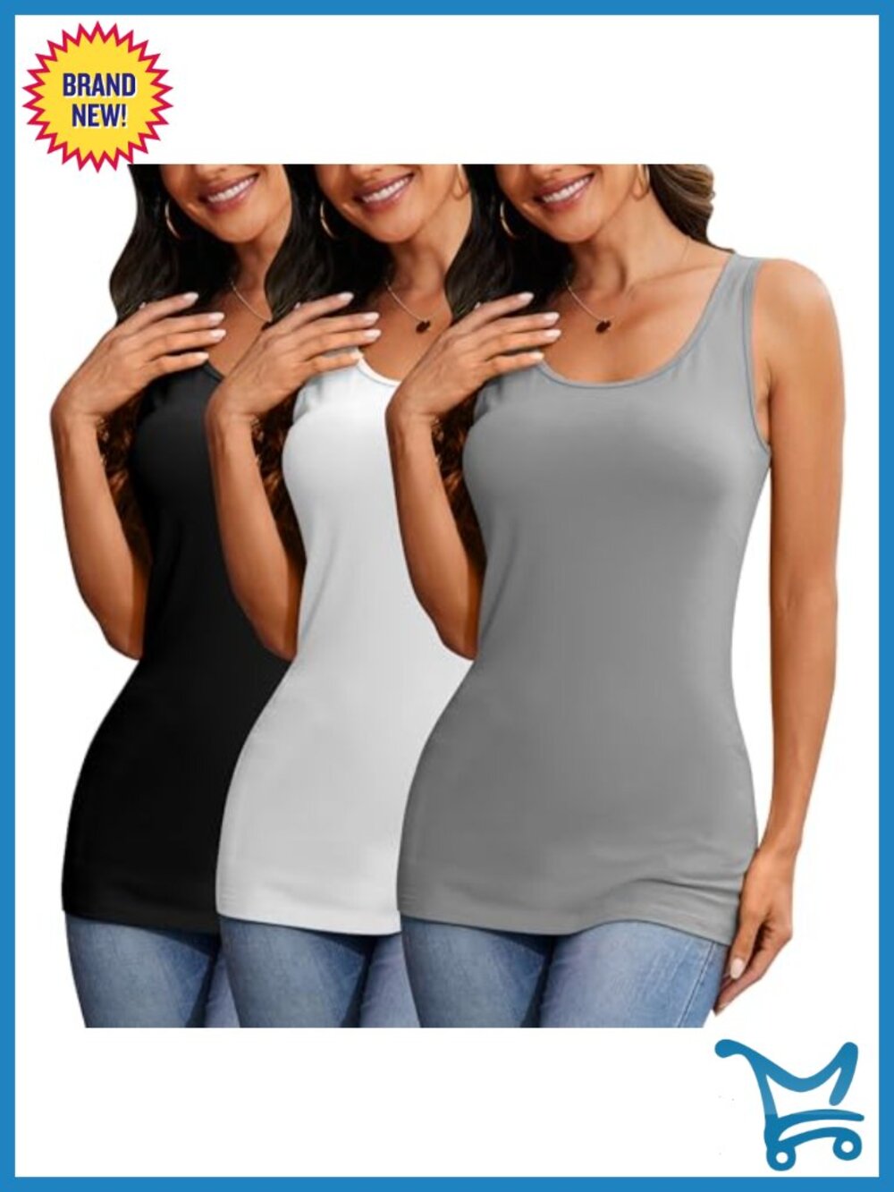 Womens Long Tank Tops Stretchy Cotton Sleeveless Camisole Layering Workout Yoga